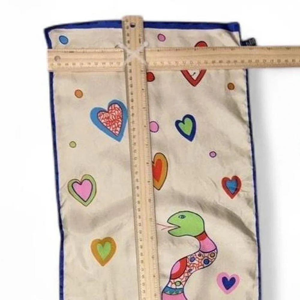 Niki De Saint Phalle Silk Scarf Womens Multicolor Snake Heart Art Print Italy